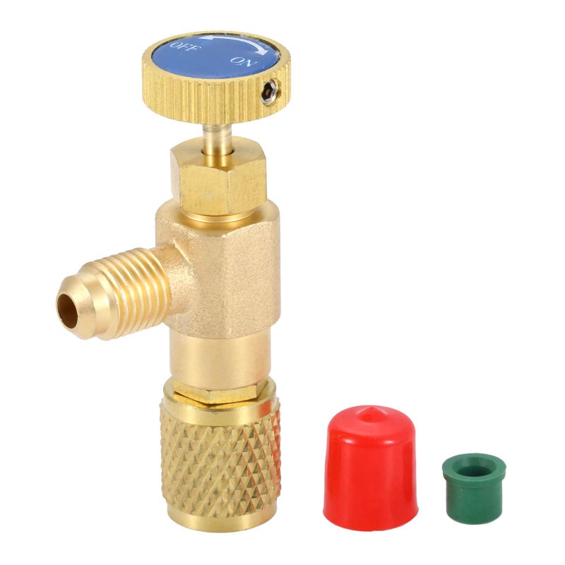 gohantee R12 R22 Refrigerant Charging Valve, 1/4â€œ Male to 1/4â€ Female Safety Adapter Flow Control Ball Valve for R12 R22 Air Conditioner Manifold - Image 1